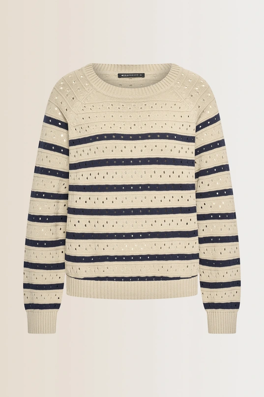 Gestreepte pointelle trui