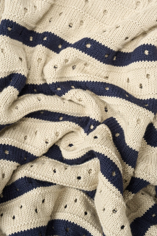 Gestreepte pointelle trui