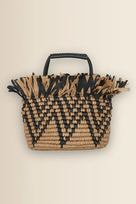 Gevlochten raffia tas