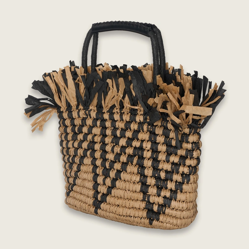 Gevlochten raffia tas