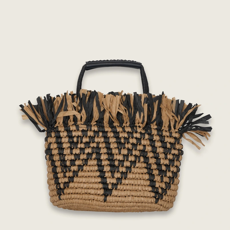 Gevlochten raffia tas