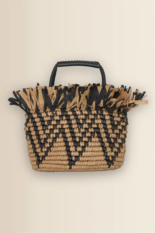Gevlochten raffia tas