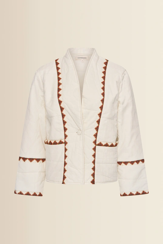 Gewatteerd jasje met borduurdetails