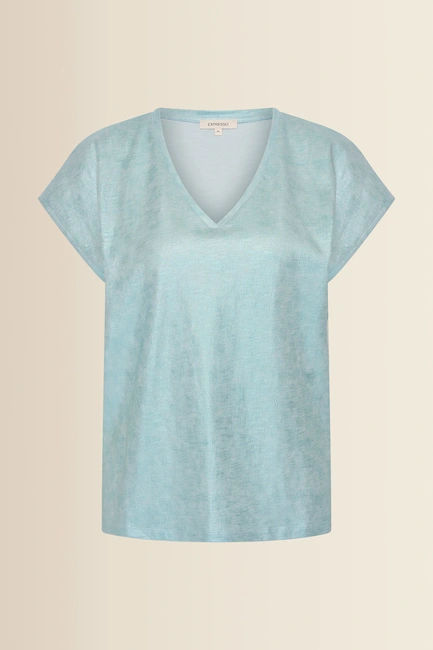 Glanzende top met V-hals