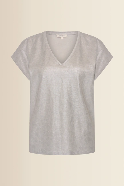 Glanzende top met V-hals