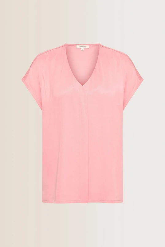 Glanzende top met V-hals