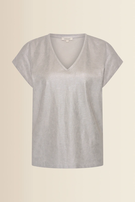 Glanzende top met V-hals