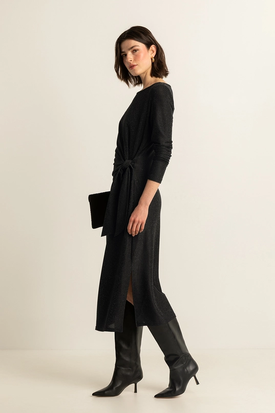 Glitterjurk met knoopdetail