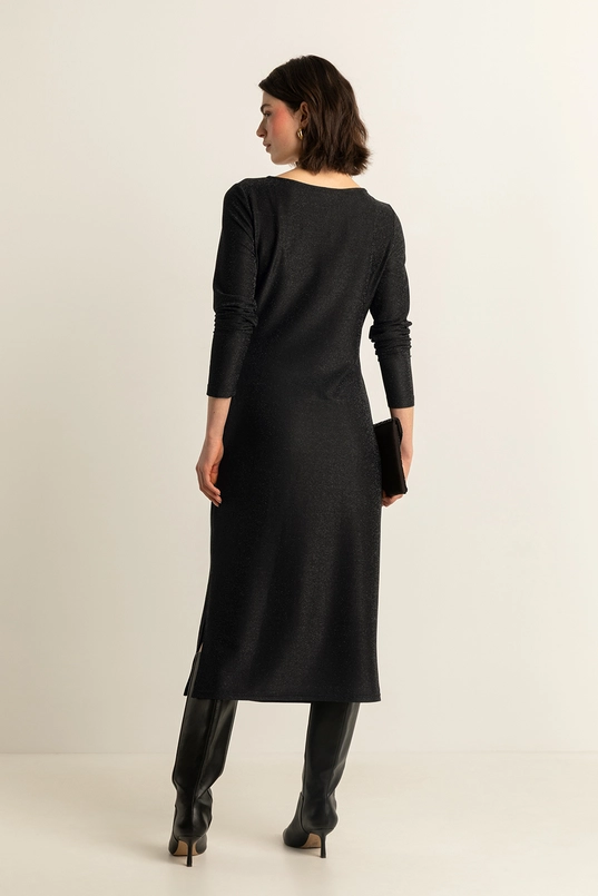 Glitterjurk met knoopdetail