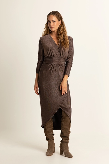 Glitterjurk met V-hals