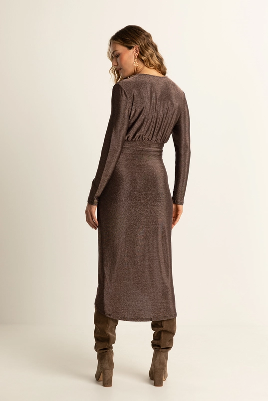 Glitterjurk met V-hals