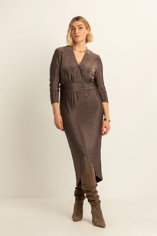 Glitterjurk met V-hals