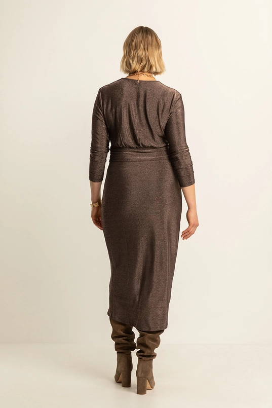 Glitterjurk met V-hals