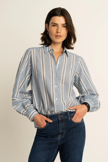 Jacquard gestreepte blouse