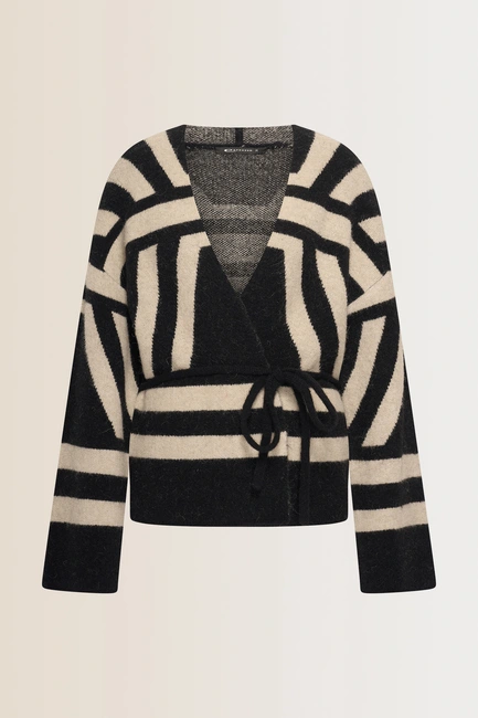 Jacquard vest met ceintuur