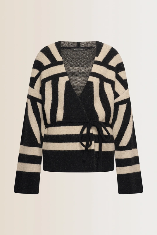 Jacquard vest met ceintuur