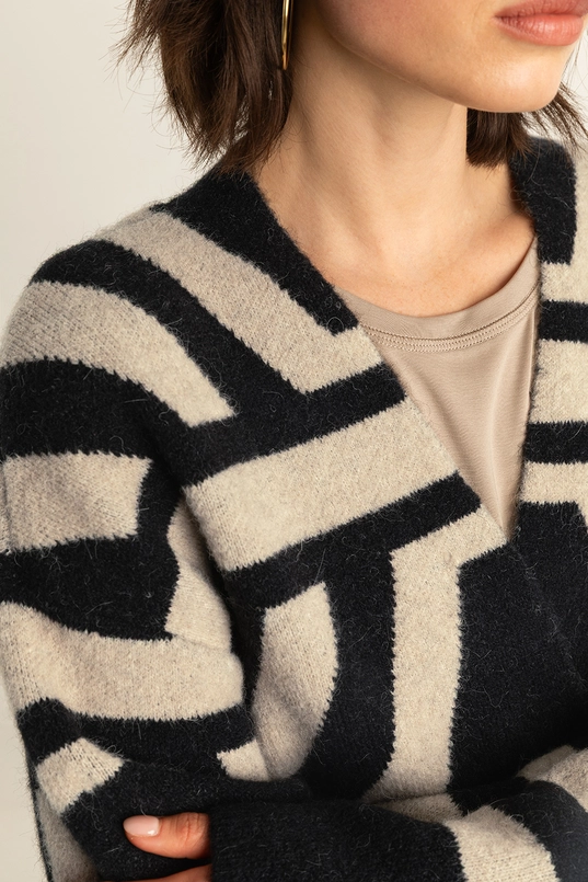 Jacquard vest met ceintuur