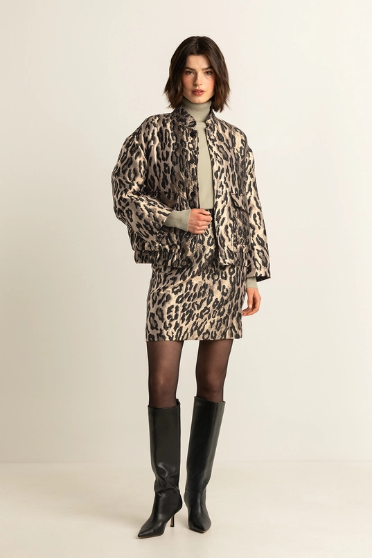 Jaquard jasje met luipaardprint