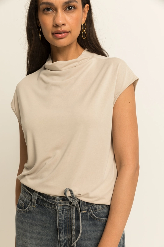 Jersey top met zachte col