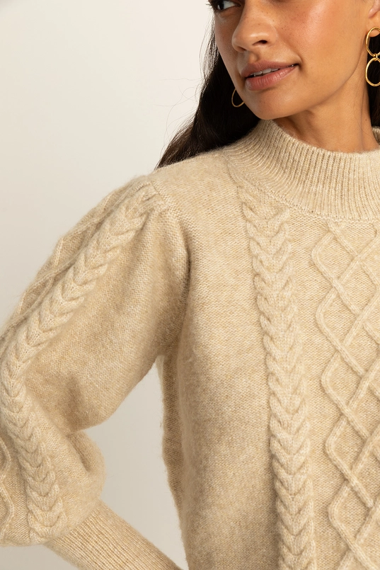 Kabeltrui met ballonmouwen