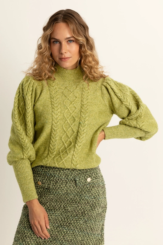 Kabeltrui met ballonmouwen