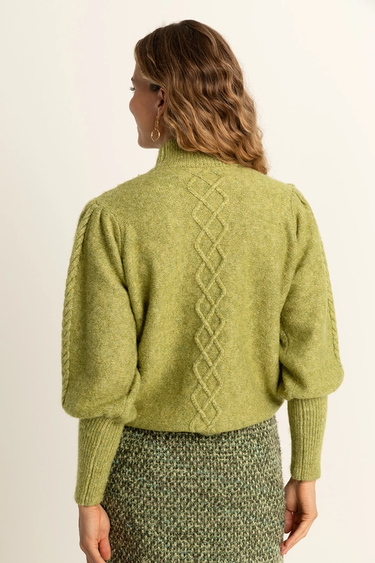 Kabeltrui met ballonmouwen