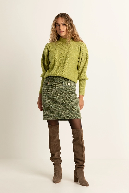 Kabeltrui met ballonmouwen