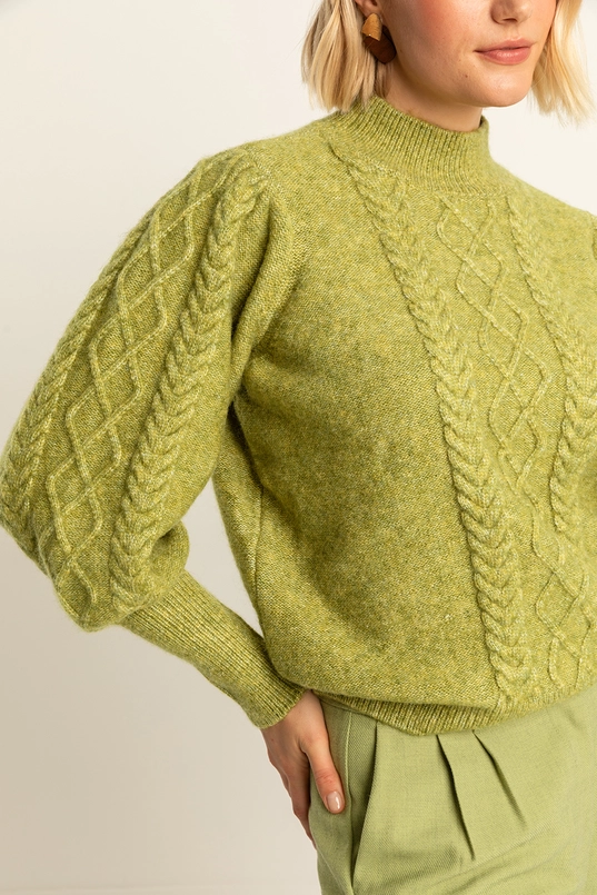 Kabeltrui met ballonmouwen