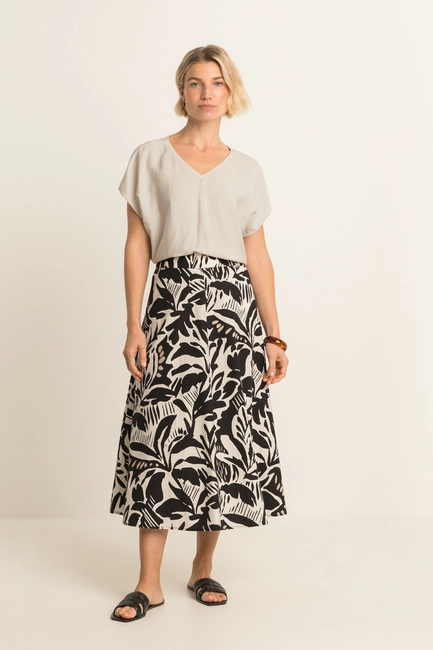 Katoenen A-lijn rok met print