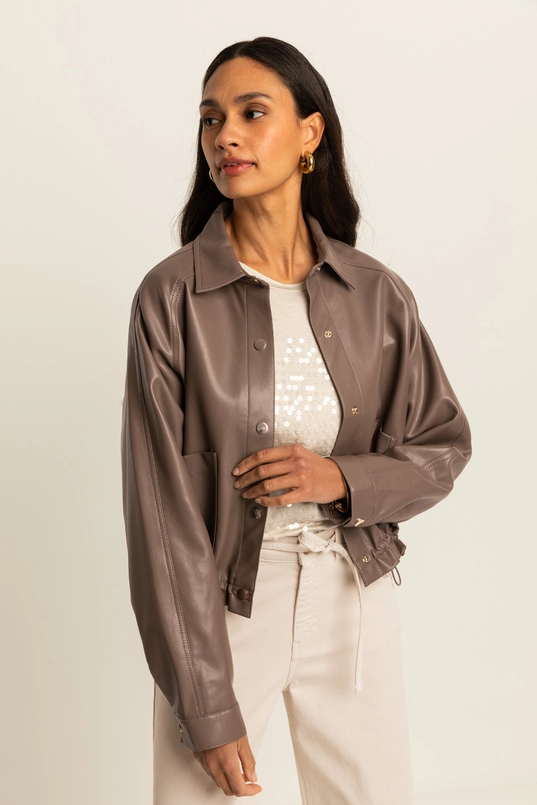 Kort faux leather jack