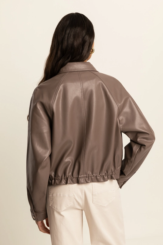 Kort faux leather jack