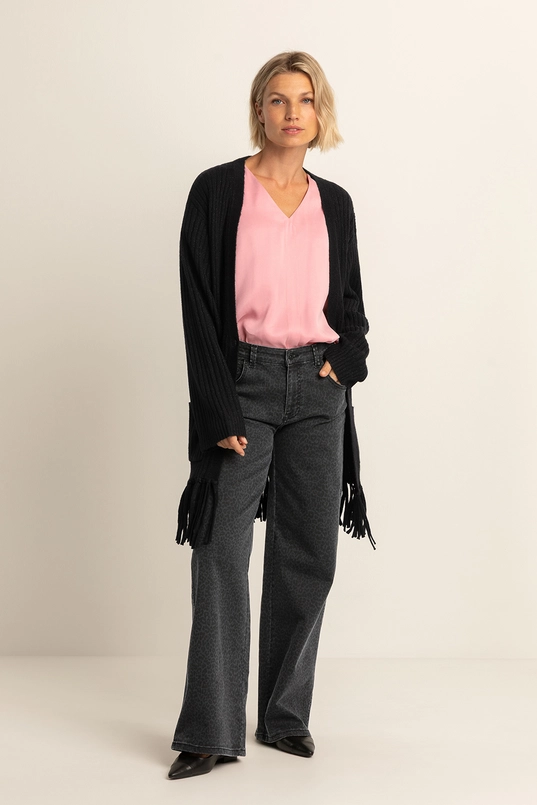 Lang vest met franjes