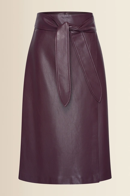 Leerlook rok met overslag