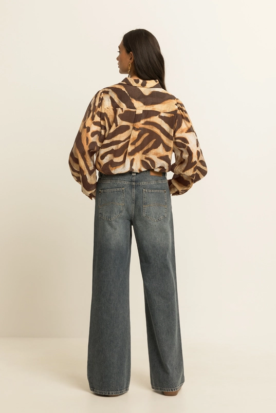 Mid blue wide leg jeans