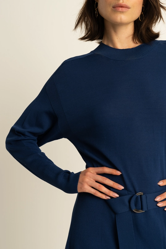 Midi-jurk met ceintuur