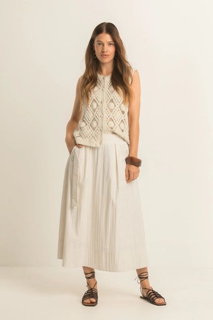 Midi-rok met ceintuur