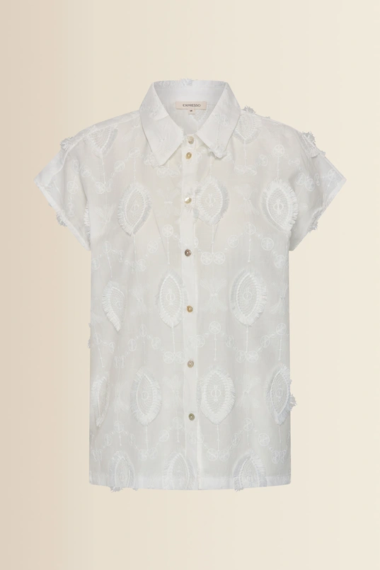 Mouwloze blouse met geborduurde details