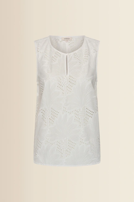 Mouwloze broderie blouse