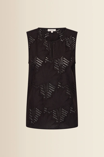 Mouwloze broderie blouse