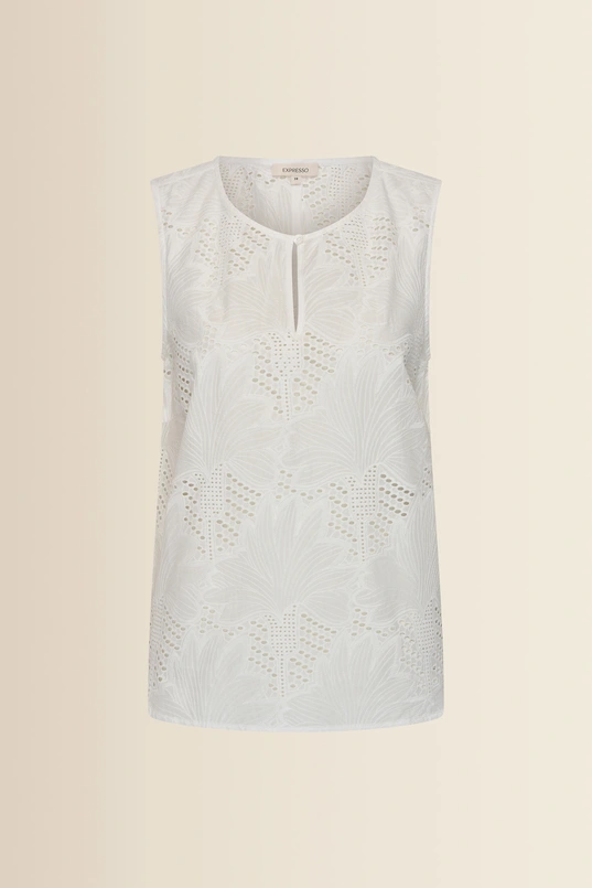 Mouwloze broderie blouse