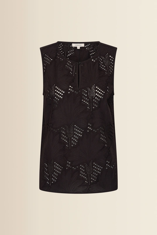 Mouwloze broderie blouse