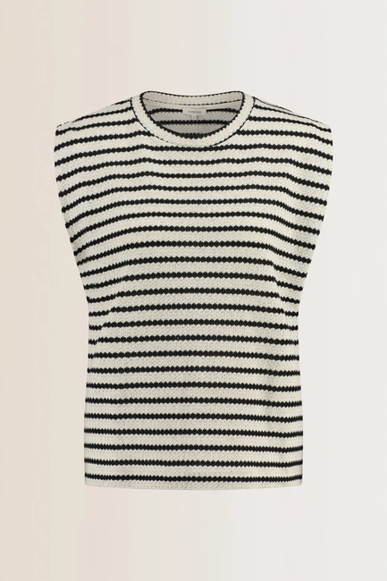 Mouwloze jersey top met structuurstreep