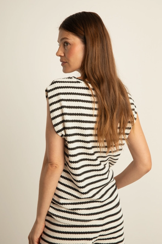 Mouwloze jersey top met structuurstreep