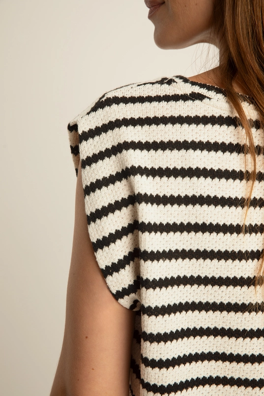 Mouwloze jersey top met structuurstreep