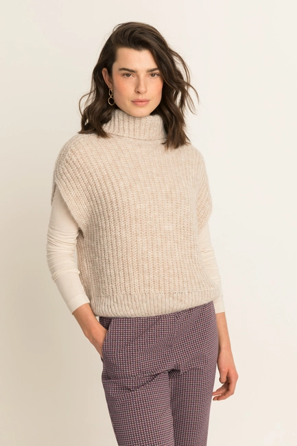 Off-white gebreide top met col