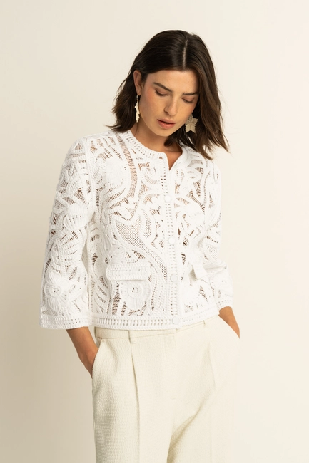 Opengewerkt kanten vest