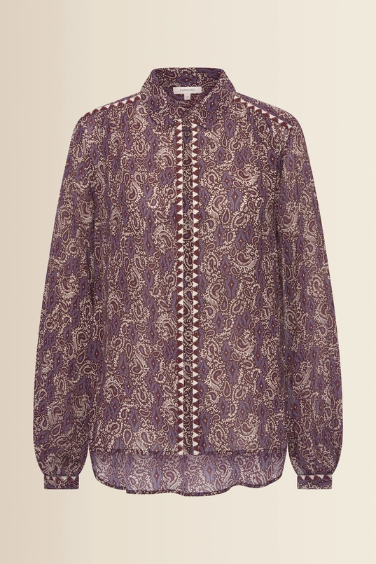 Paisleyblouse met contrastdetail
