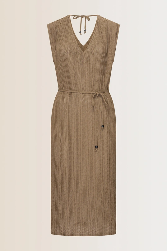 Plissé jurk met V-hals