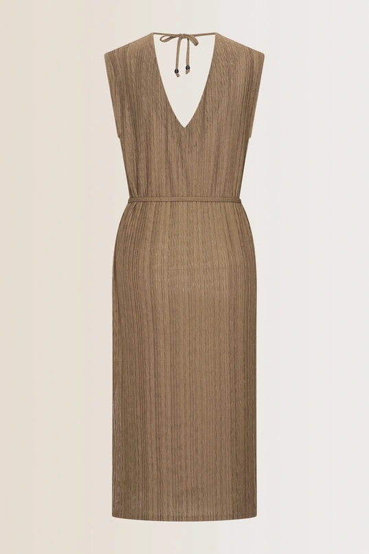 Plissé jurk met V-hals