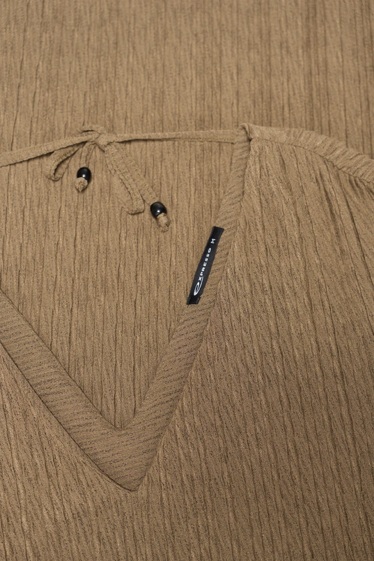 Plissé jurk met V-hals